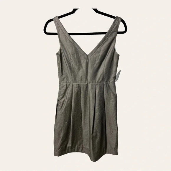 1093. ANTHROPOLOGIE YOANA BARASCHI KNEE LENGTH DRESS SIZE 2 METALLIC TOUPE - Picture 8 of 11